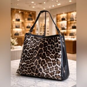 Furla Pony Brown and Black Leopard Shoulder Bag